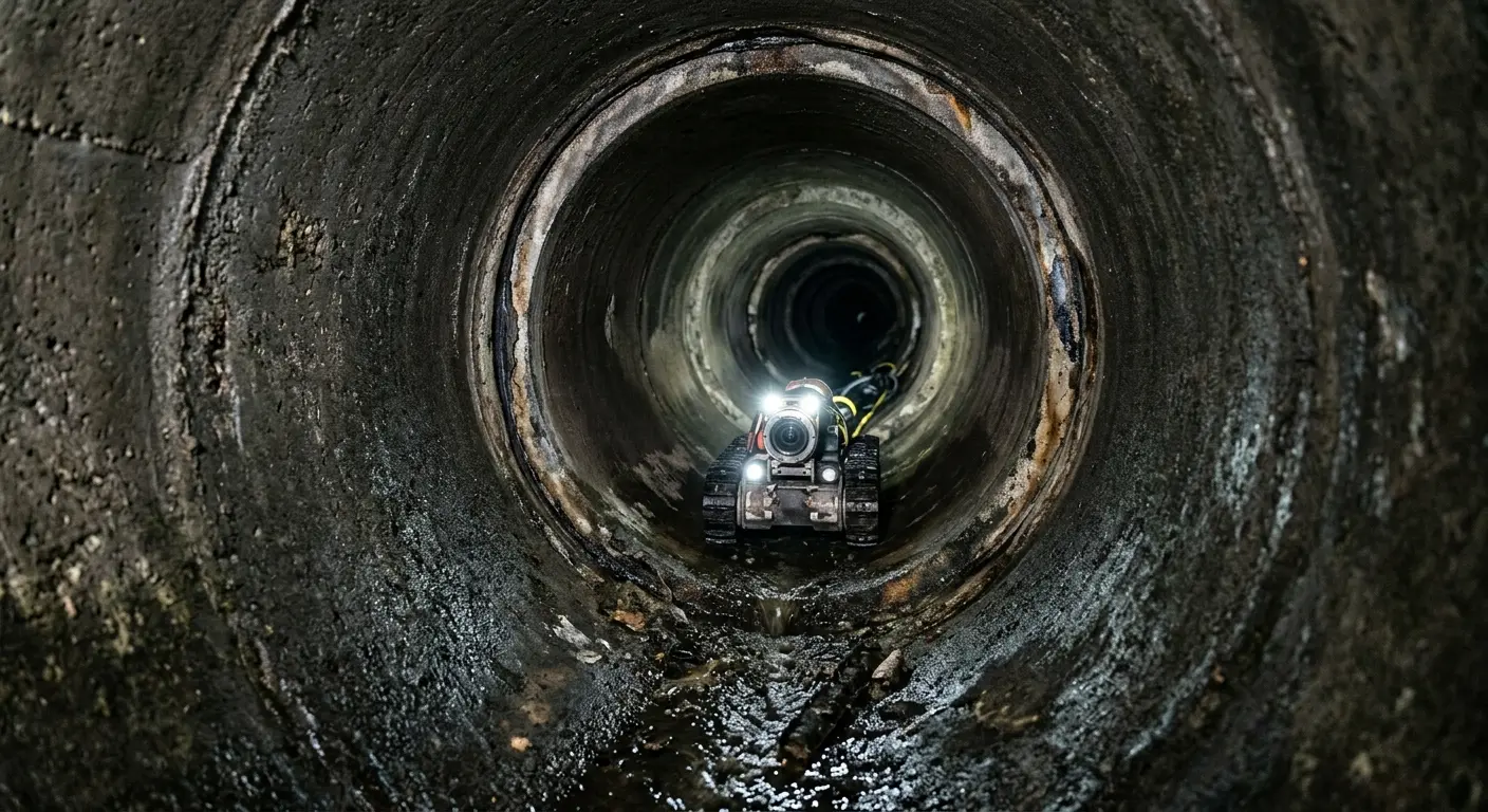 Robotic sewer camera inspecting pipe interior for Sewer Line Repair in Merrillville